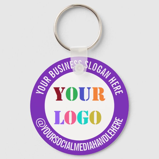Promotional Keychain Your Logo Text Social Media (Front)