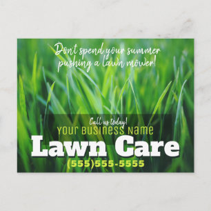 Promotional Lawn Care Post Card. Landscaper Postcard