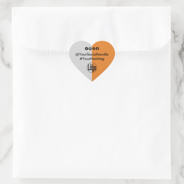 Promotional Logo Connect & Follow Social Media Heart Sticker (Bag)