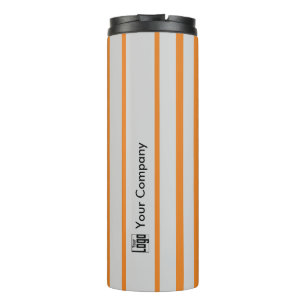 Promotional Logo Name Striped Grey Orange Thermal Tumbler