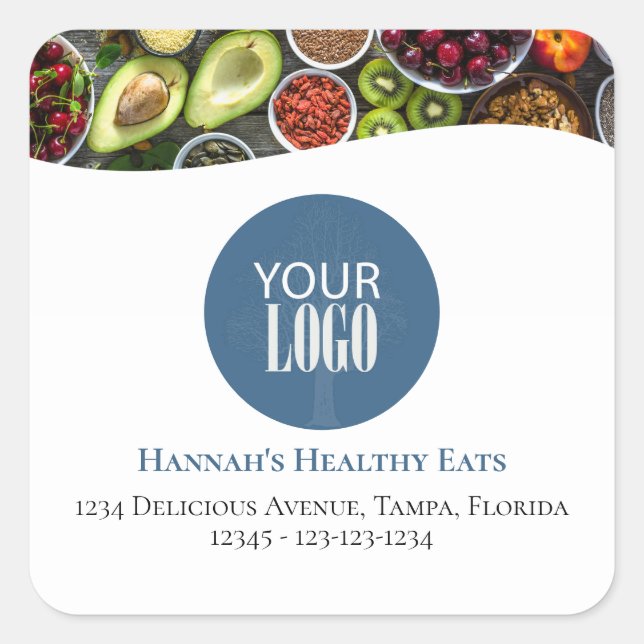 Promotional Logo or Photo Blue Professional Square Sticker (Front)