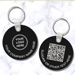 Promotional Logo QR Code Black Key Ring