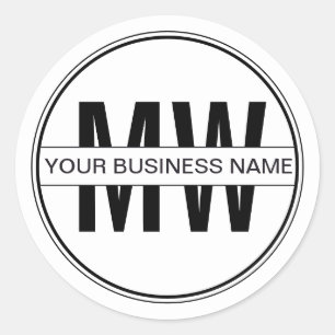Promotional Minimal Business Monogram Logo  Classic Round Sticker