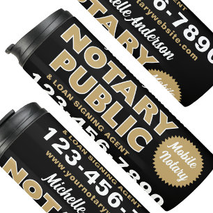 Promotional Mobile Notary Public Gold Black Travel Thermal Tumbler