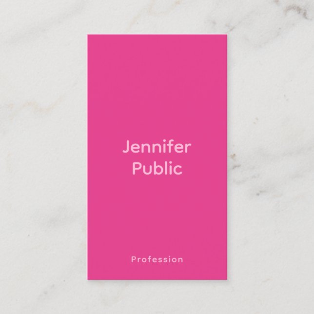 Promotional Modern Elegant Template Hot Pink Business Card (Front)