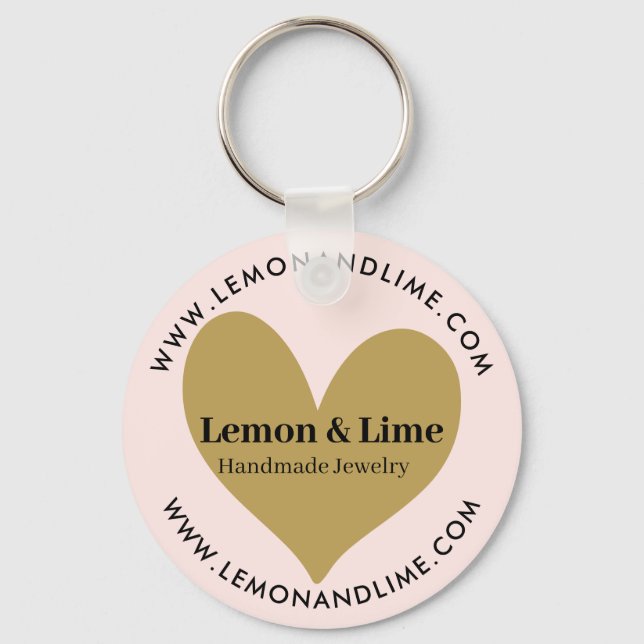 Promotional Modern Minimalist Pink Gold Heart Key Ring (Front)