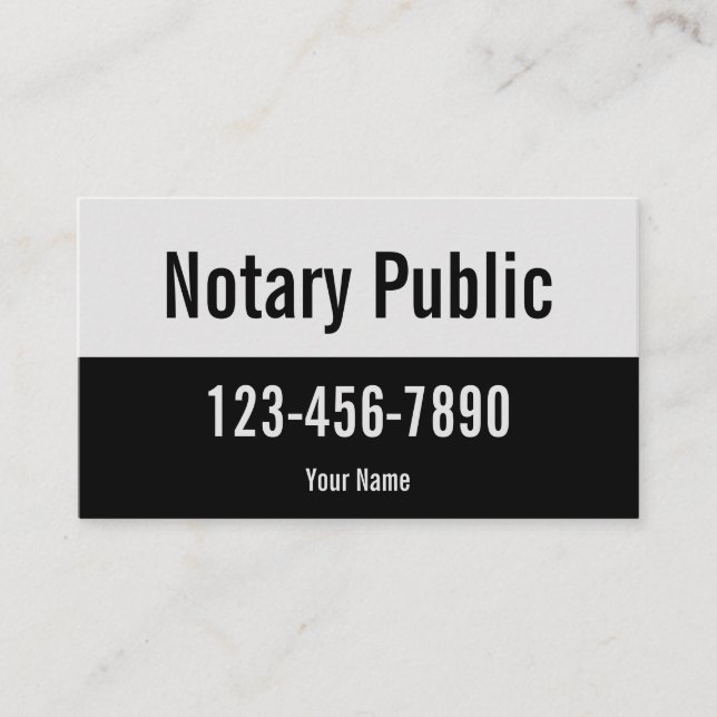 Promotional Pale Grey and Black Notary Public Business Card (Front)