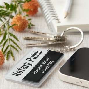 Promotional Pale Grey and Black Notary Public Key Ring