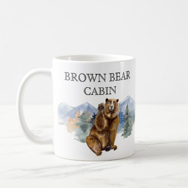 Promotional Personalised Mountain Cabin Lodge Bear Coffee Mug (Left)