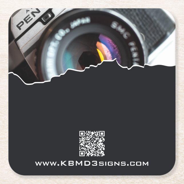 Promotional  Photographer Black  Square Paper Coas Square Paper Coaster (Front)