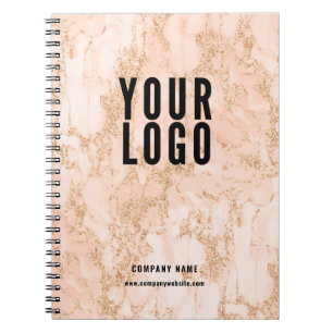 Promotional Pink Gold Marble Business Logo Notebook