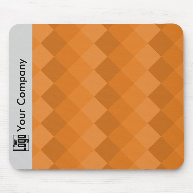 Promotional Pixel Pattern Grey Black Orange  Mouse Mat (Front)