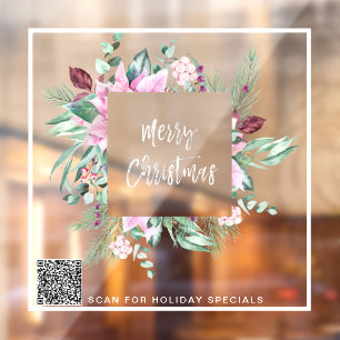 *~* Promotional Poinsettia AP20 Christmas QR Window Cling
