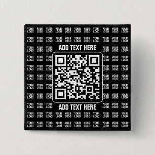 Promotional QR code (editable) plus Logo Pattern 15 Cm Square Badge