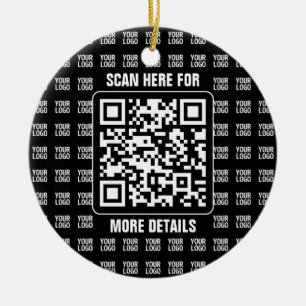 Promotional QR code (editable) plus Logo Pattern Ceramic Tree Decoration
