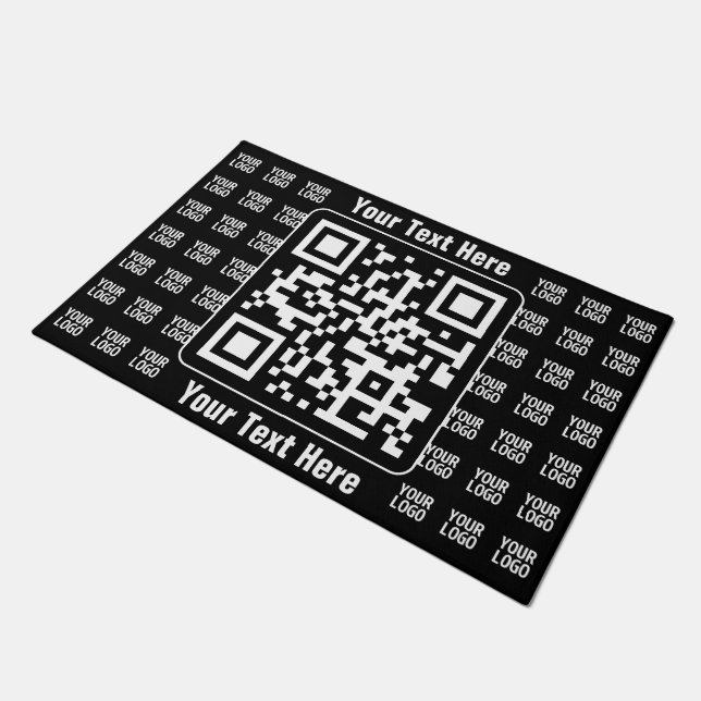 Promotional QR code (editable) plus Logo Pattern Doormat (Angled)