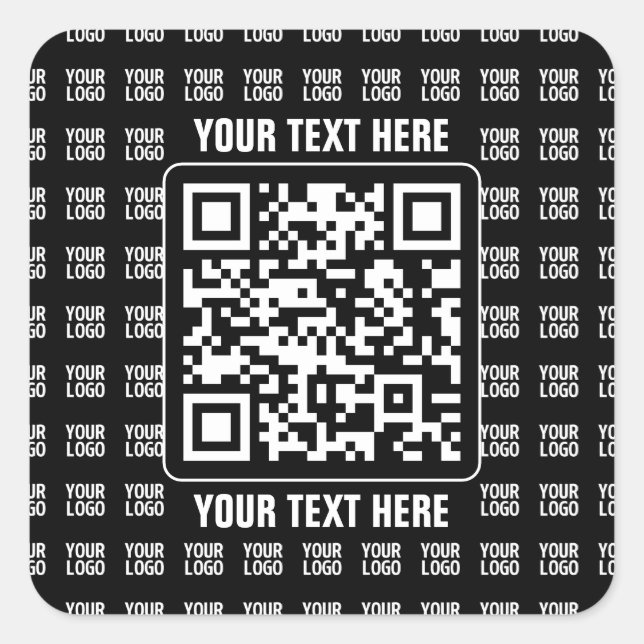 Promotional QR code (editable) plus Logo Pattern Square Sticker (Front)