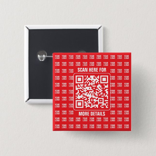 Promotional QR code (editable) with Logo Pattern 15 Cm Square Badge (Front & Back)