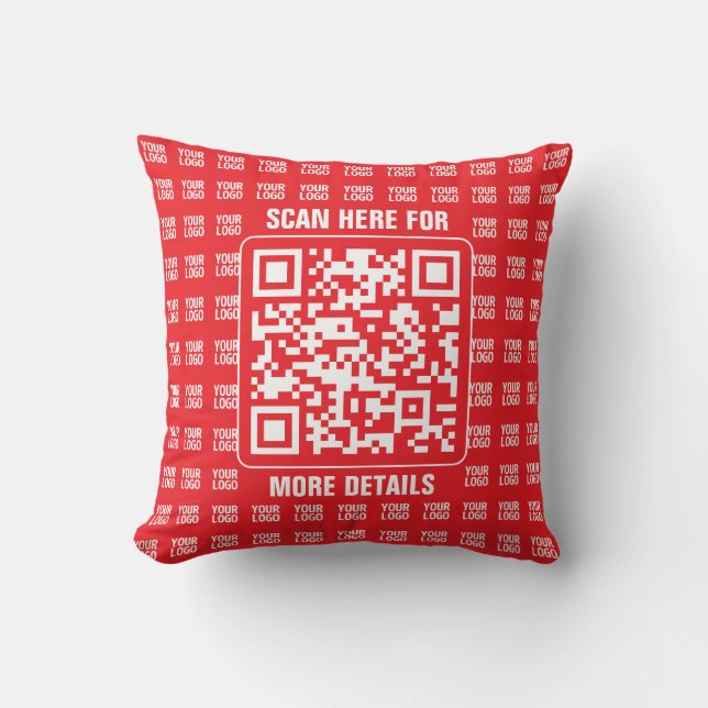 Promotional QR code (editable) with Logo Pattern Cushion (Front)