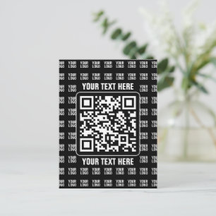 Promotional QR code (editable) with Logo Pattern Postcard