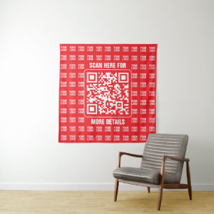 Promotional QR code (editable) with Logo Pattern Tapestry