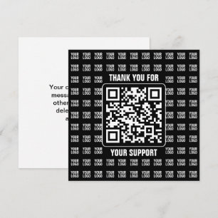 Promotional QR code (editable) with Logo Pattern Thank You Card