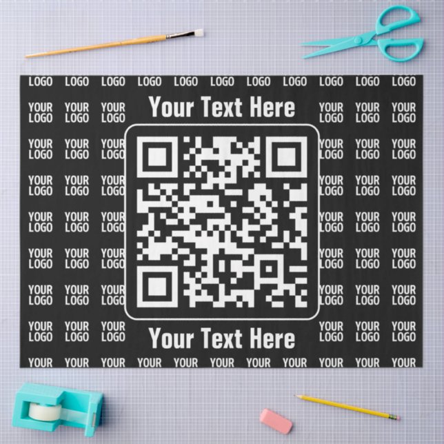 Promotional QR code (editable) with Logo Pattern Tissue Paper (Craft)