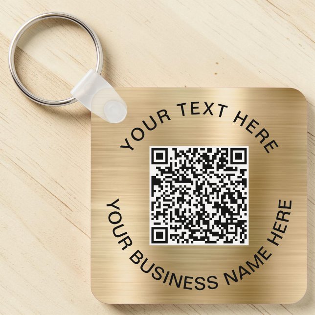 Promotional QR Code Gold Key Ring (Your link. On their keys. Custom promotional QR code gold keychain. Scan & connect anywhere, anytime)