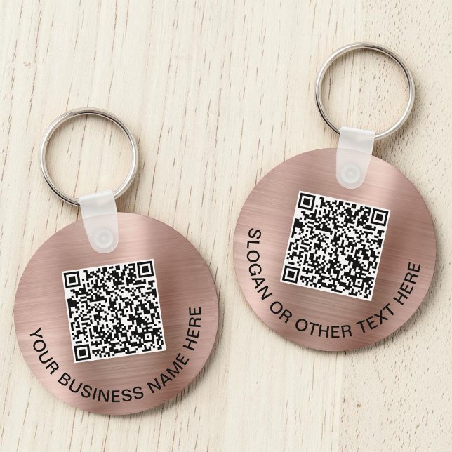 Promotional QR Code Rose Gold Key Ring (Promotional QR Code Rose Gold Keychain)