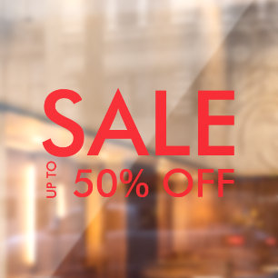 Promotional Red Shop Sale 50% Off Window Cling