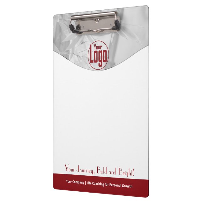 Promotional Red White Life Coach Company Clipboard (Left)