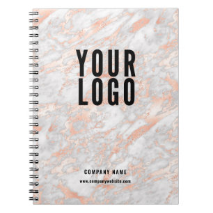 Promotional Rose Gold Marble Business Logo Notebook