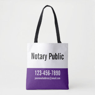 Promotional Royal Purple and White Notary Public Tote Bag
