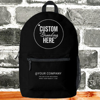 Promotional Small Business Branding Black Printed Backpack