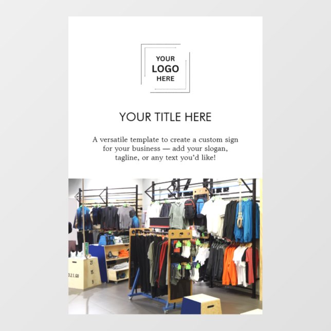 Promotional White Design | Business Logo Photo Window Cling (Sheet)