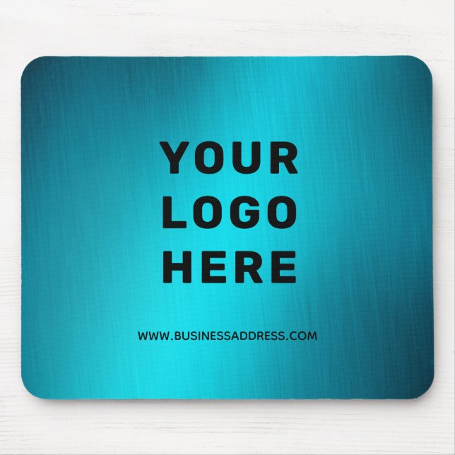 Promotional Your Logo Here Business Teal Metallic Mouse Mat (Front)