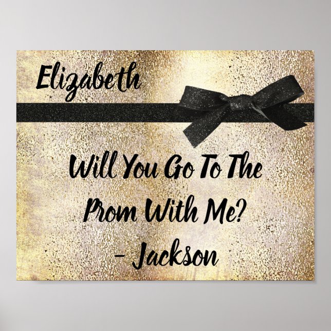 Promposal  Ask To School Prom Dance Faux Gold Poster (Front)