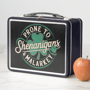 Prone To Shenanigans & Malarkey St Patrick's Day Metal Lunch Box