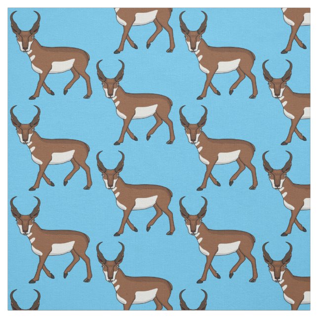 Pronghorn antelope cartoon illustration  fabric (Swatch)