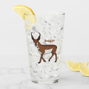 Pronghorn antelope cartoon illustration glass