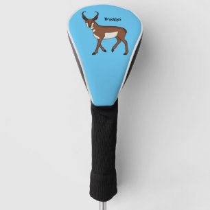Pronghorn antelope cartoon illustration golf head cover