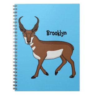 Pronghorn antelope cartoon illustration notebook