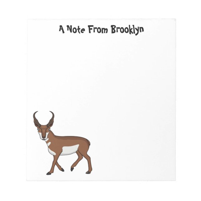 Pronghorn antelope cartoon illustration notepad (Front)