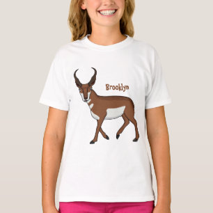 Pronghorn antelope cartoon illustration T-Shirt
