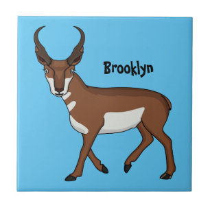 Pronghorn antelope cartoon illustration tile