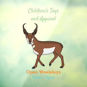 Pronghorn antelope cartoon illustration  window cling