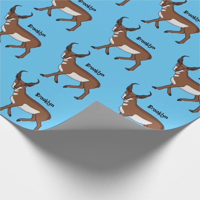 Pronghorn antelope cartoon illustration wrapping paper (Corner)