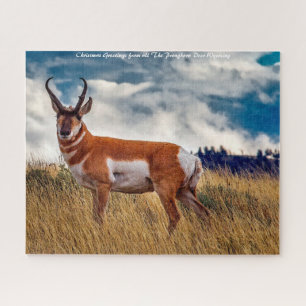 Pronghorn Deer Wyoming. Christmas Greetings Jigsaw Puzzle