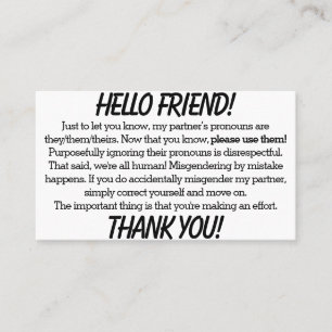 Pronoun Cards (they/them partner)