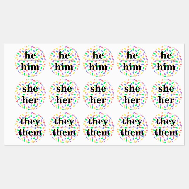 Pronoun ID Tags Pastel Sprinkles (Sheet)